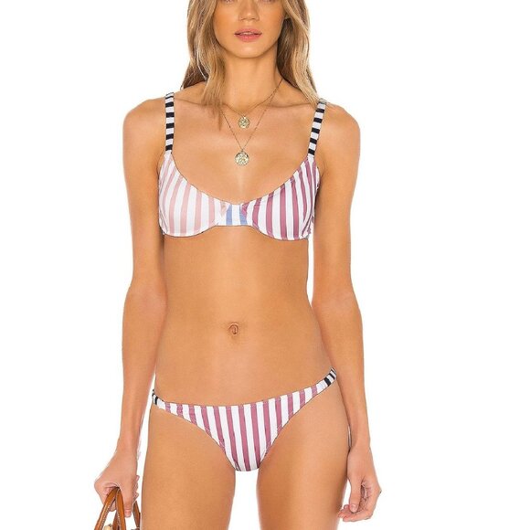CAROLINE CONSTAS Mykela Bikini Top + Bottoms Matching Swimsuit Stripe Size Small - Picture 1 of 4